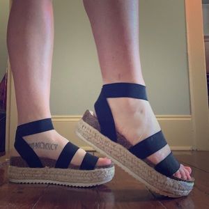 Black platform sandals